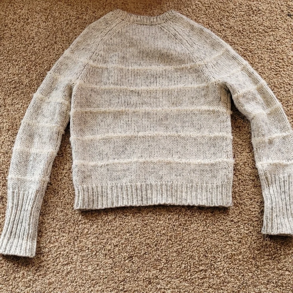 J Crew gray sweater with white stripes XS